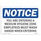 Signmission OSHA Sign, 10" H, Rigid Plastic, You Are Entering A Medium Hygiene Zone Employees Sign, Landscape OS-NS-P-1014-L-19091 - alternate 1